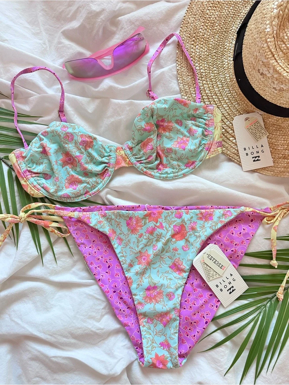 Billabong Folk Story Sienna Underwire Bikini Top | Reversible Tie Tropic Bottom - Picture 1 of 16